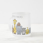 かわいいジャングルの動物"お母さんのマグ" フロストグラスマグカップ (正面左)