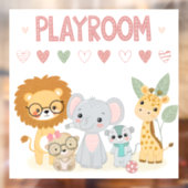 かわいいジャングルの動物 子供用パーソナライズドプレイ部屋  ウィンドウサイン (シート2)