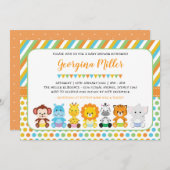 . . .かわいいジャングルの幼獣サファリのベビーシャワー 招待状 (正面/裏面)