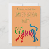 かわいいジャングルの虎のイラストを使った男の子の誕生日パーティー 招待状 (正面)