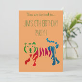 かわいいジャングルの虎のイラストを使った男の子の誕生日パーティー 招待状 (スタンド正面)