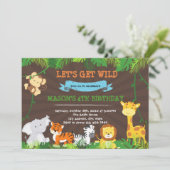 かわいいジャングルの誕生日パーティーの招待 招待状 (スタンド正面)