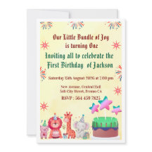 かわいいジャングルの誕生日招待状