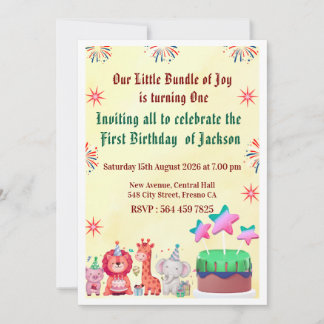 かわいいジャングルの誕生日招待状