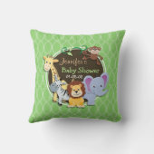 かわいいジャングルの赤ちゃんシャワー;明るい緑の楕円 クッション (裏面)