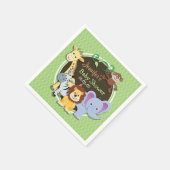 かわいいジャングルの赤ちゃんシャワー;明るい緑の楕円 スタンダードカクテルナプキン (角)