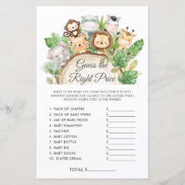 かわいいジャングルは正しい価格の赤ちゃんシャワーゲームを推測