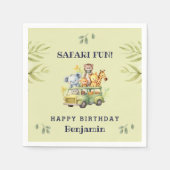 かわいいジャングルアニマルキッズサファリ誕生日 スタンダードカクテルナプキン (正面)
