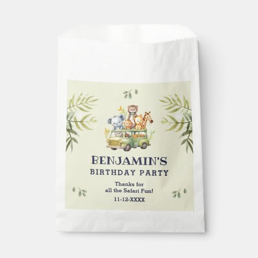 かわいいジャングルアニマルサファリ誕生日ありがとう フェイバーバッグ (正面)
