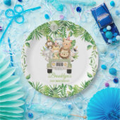 かわいいジャングルアニマルズサファリアドベンチャーカー誕生日 ペーパープレート (パーティー)