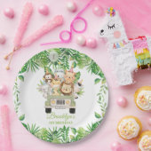 かわいいジャングルアニマルズサファリアドベンチャーカー誕生日 ペーパープレート (パーティー)