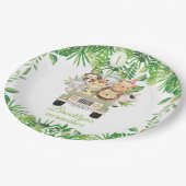 かわいいジャングルアニマルズサファリアドベンチャーカー誕生日 ペーパープレート (アングル)