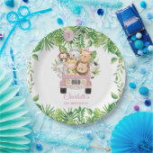 かわいいジャングルアニマルズサファリアドベンチャーカー誕生日 ペーパープレート (パーティー)