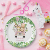 かわいいジャングルアニマルズサファリアドベンチャーカー誕生日 ペーパープレート (パーティー)