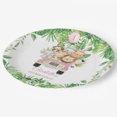 かわいいジャングルアニマルズサファリアドベンチャーカー誕生日 ペーパープレート (アングル)