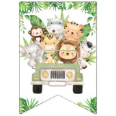 かわいいジャングルアニマルズサファリカーグリーン誕生日 バンティングフラッグ (第1の旗)
