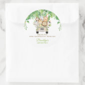 かわいいジャングルアニマルズサファリカー誕生日のお願い ラウンドシール (バッグ)