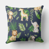かわいいジャングルアニマルズサファリグリーンリーボーイ子供部屋 クッション (裏面)