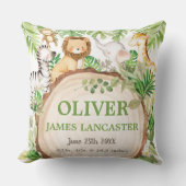 かわいいジャングルアニマルズサファリグリーンリーボーイ子供部屋 クッション (正面)