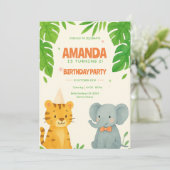 かわいいジャングルアニマル誕生日 招待状 (スタンド正面)