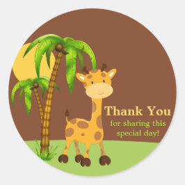 かわいいジャングルエレファントありがとうステッカー ラウンドシール