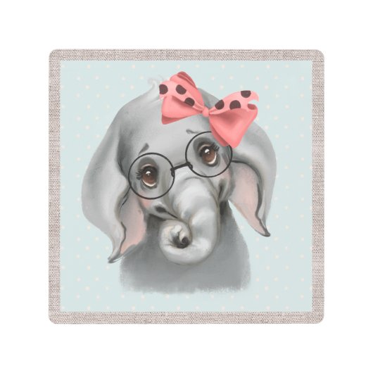 かわいいジャングルエレファントアクリルプリント メタルプリント (正面)