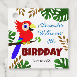かわいいジャングルオウムの鳥の子どもの誕生日パーティー フェイバータグ