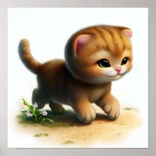 かわいいジャングルキャットのデジタルペイント ポスター