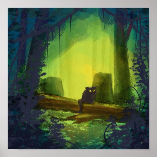 かわいいジャングルキャットイラストレーション ポスター (正面)