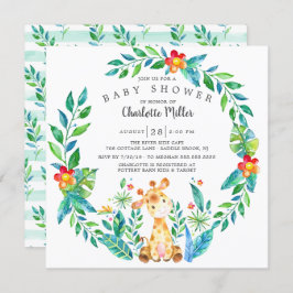 かわいいジャングルキリン赤ちゃんシャワー 招待状