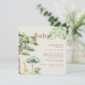かわいいジャングルクリームラウンドベビーシャワー 招待状 (スタンド正面)
