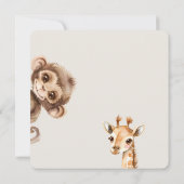 かわいいジャングルクリームラウンドベビーシャワー 招待状 (裏面)