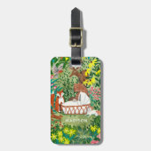 かわいいジャングルグリーン動物の森ニュー生まれベビー ラゲッジタグ (正面縦)