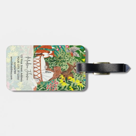 かわいいジャングルグリーン動物の森ニュー生まれベビー ラゲッジタグ (裏面横)