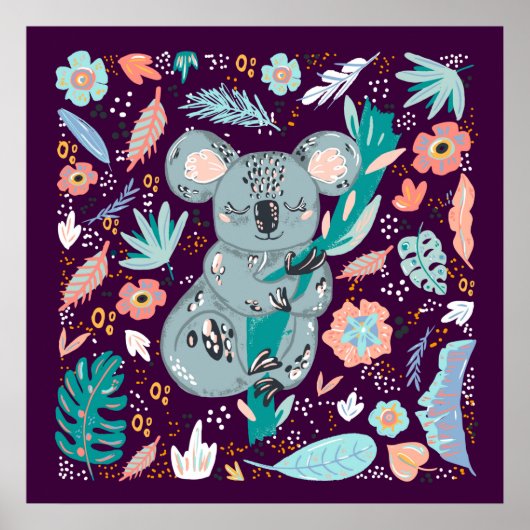 かわいいジャングルコアラ熊の動物愛好家 ポスター (正面)