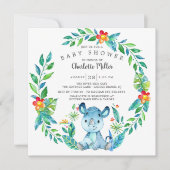 かわいいジャングルサイの赤ちゃんシャワー 招待状 (正面)