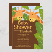 かわいいジャングルサファリのキリンの多数のベビーシャワー 招待状 (正面/裏面)