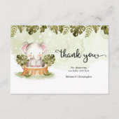 かわいいジャングルサファリの動物がトラックベビー感謝していに出てきた エンクロージャーカード (正面)