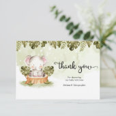 かわいいジャングルサファリの動物がトラックベビー感謝していに出てきた エンクロージャーカード (スタンド正面)