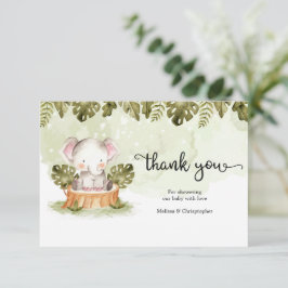 かわいいジャングルサファリの動物がトラックベビー感謝していに出てきた エンクロージャーカード