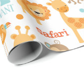 かわいいジャングルサファリの動物パターン ラッピングペーパー (ロールコーナー)