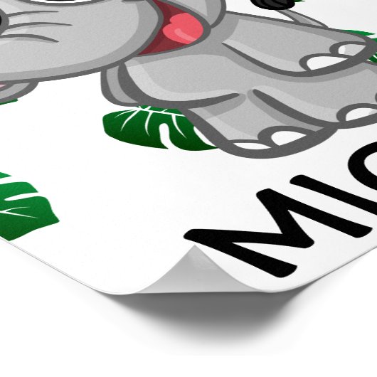 かわいいジャングルサファリの象の動物の子供たち ポスター (角)