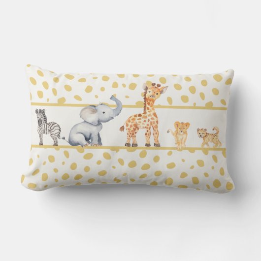 かわいいジャングルサファリの赤ちゃん動物 ランバークッション (正面)