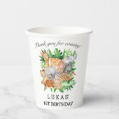 かわいいジャングルサファリアニマルズ1st誕生日パーティー 紙コップ (正面)