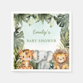 かわいいジャングルサファリアニマルトロピカルグリーンベビー スタンダードカクテルナプキン (正面)