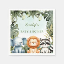 かわいいジャングルサファリアニマルトロピカルグリーンベビー