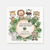 かわいいジャングルサファリアニマルトロピカルグリーンベビー スタンダードカクテルナプキン (正面)
