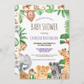 かわいいジャングルサファリアニマルベビーシャワー招待状 招待状 (正面/裏面)