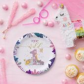 かわいいジャングルサファリアニマルワイルドワンガール誕生日 ペーパープレート (パーティー)