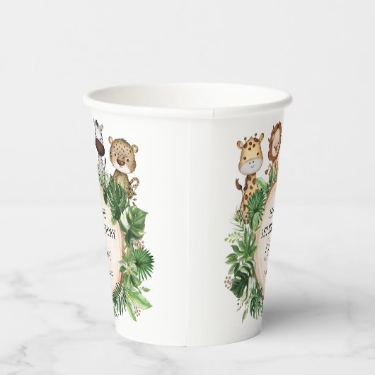 かわいいジャングルサファリアニマルワイルドワン誕生日 紙コップ (右)